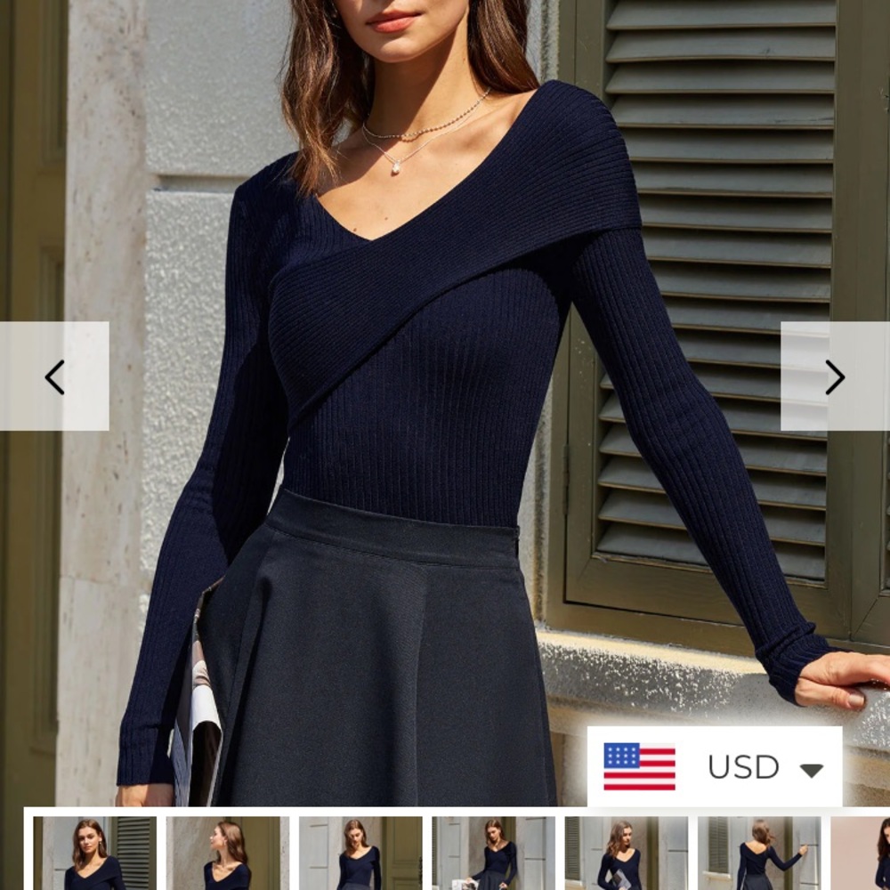 RIHOAS Off-the-Shoulder Navy Sweater